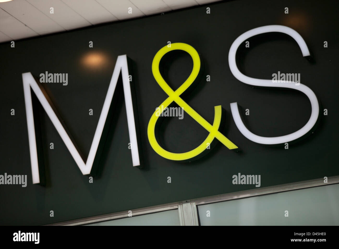 Sign for department store and supermarket chain Marks and Spencer. Stock Photo