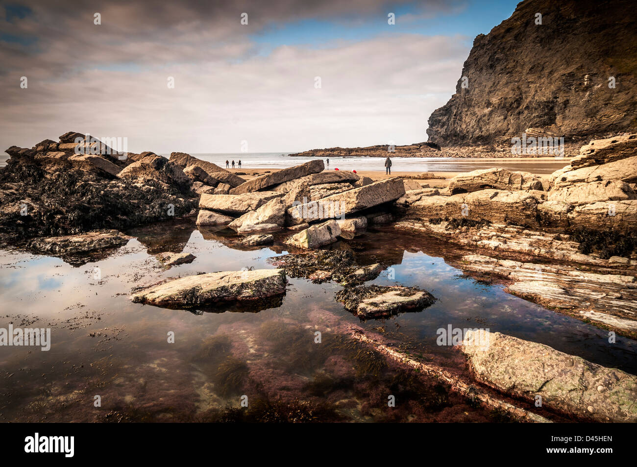 rock pool at crackington haven beach,cornwall Stock Photo