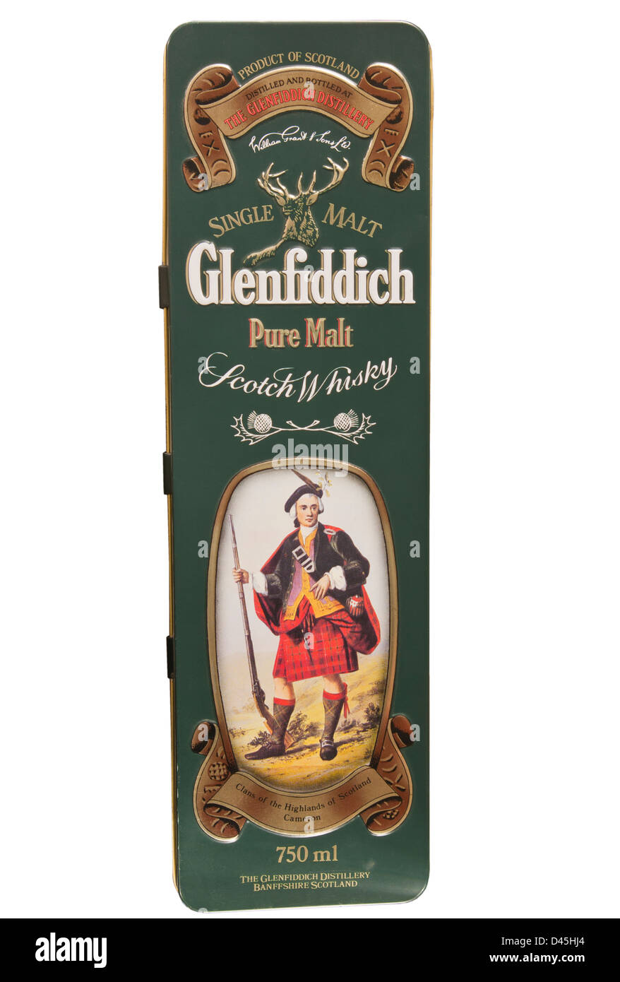 Glenfiddich Malt Scotch Whiskey Tin Bottle Container Stock Photo Alamy
