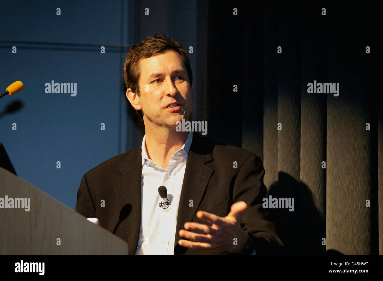 Joe Battenfeld providing his opinion to panel at Town Hall Event Stock