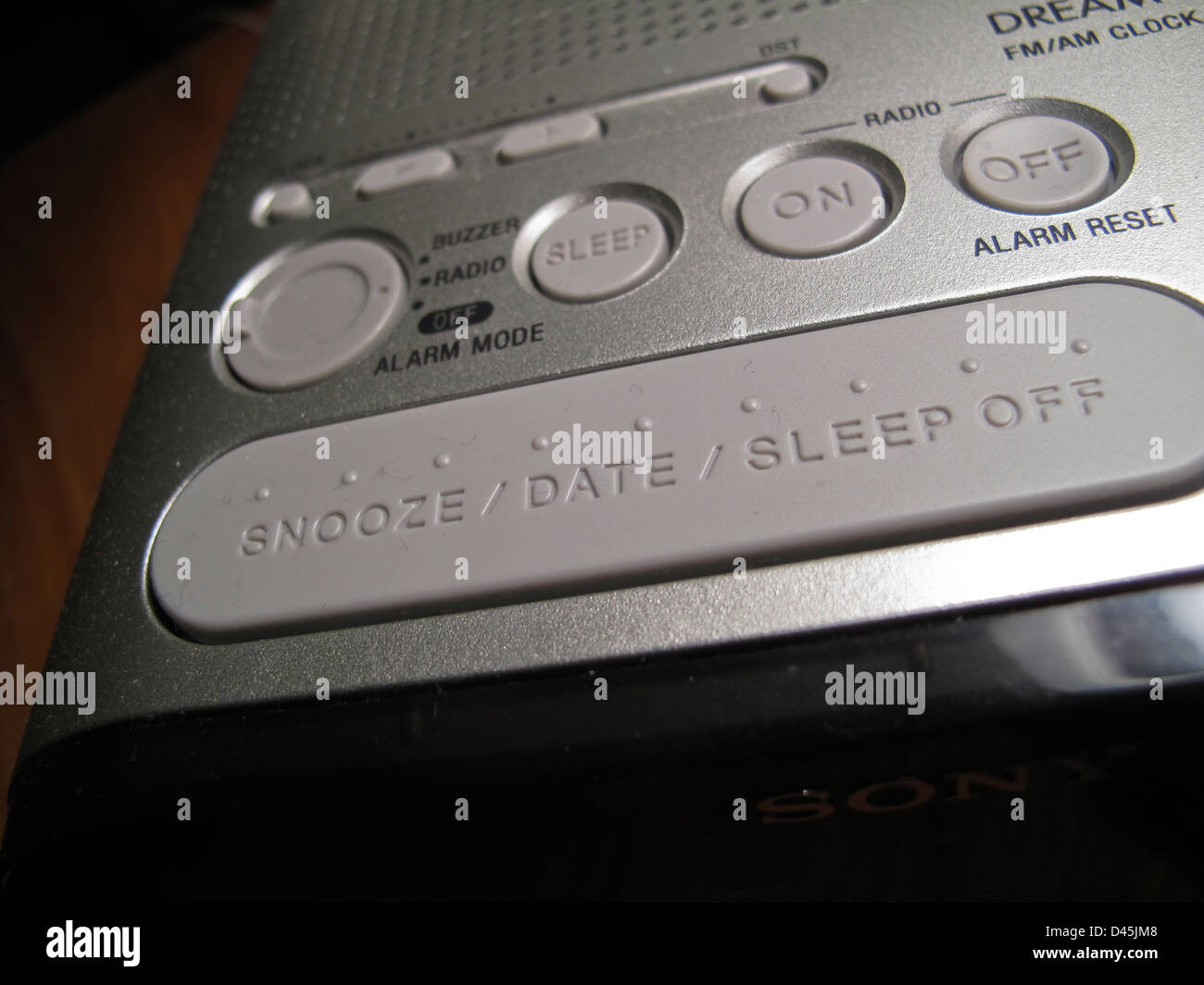 Buttons on alarm clock radio Stock Photo Alamy