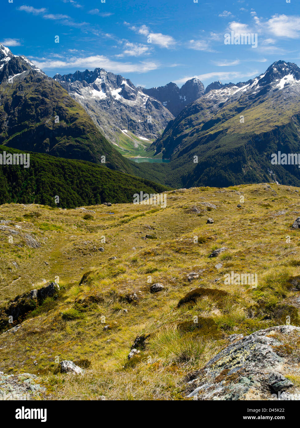 View of Lake Marian from the Key Summit, Fiordland National Park, New ...