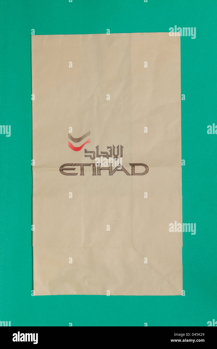 Example of Etihad airlines Sick Bag Stock Photo Alamy