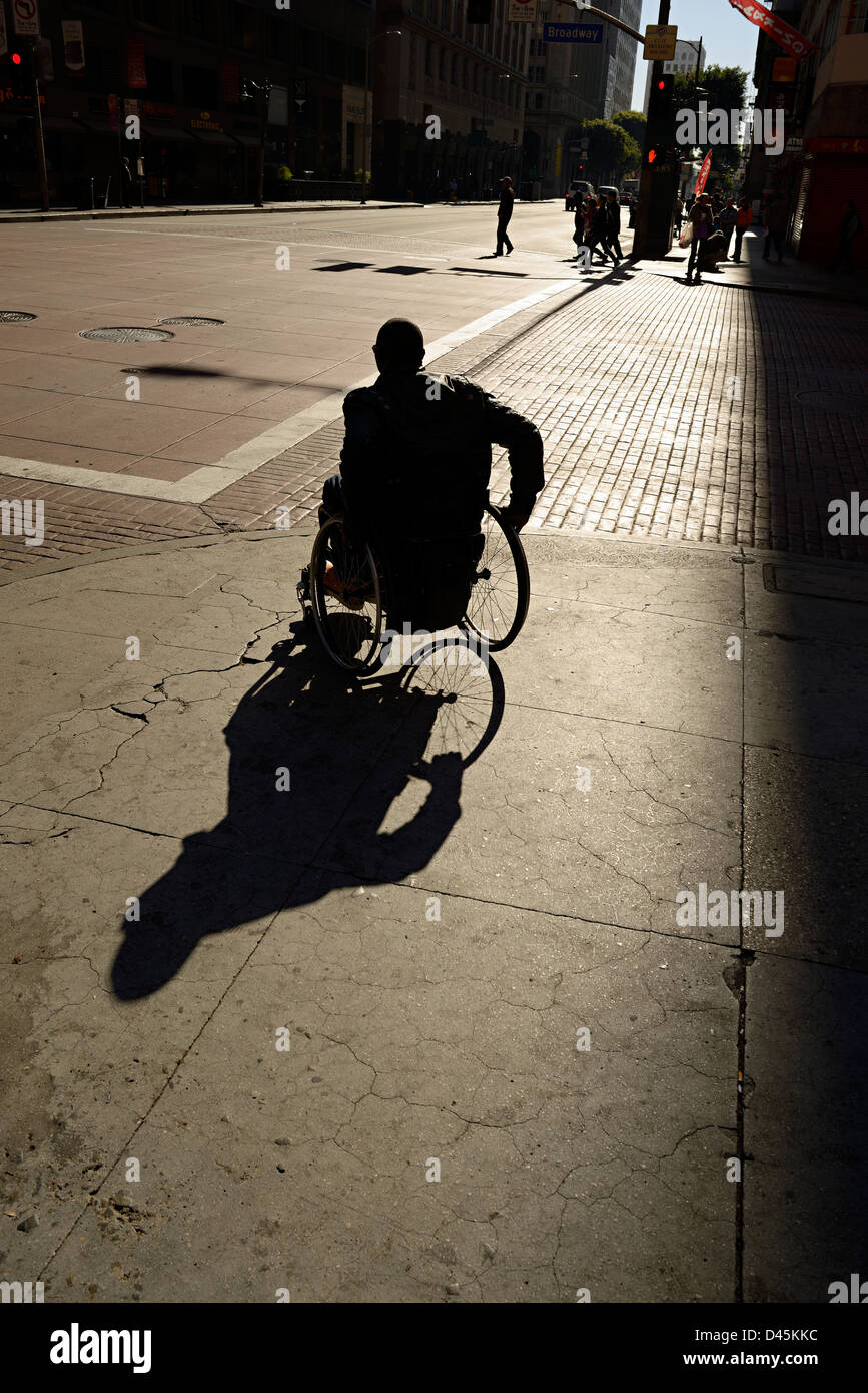 los angeles downtown wheelchair crossing Stock Photo Alamy