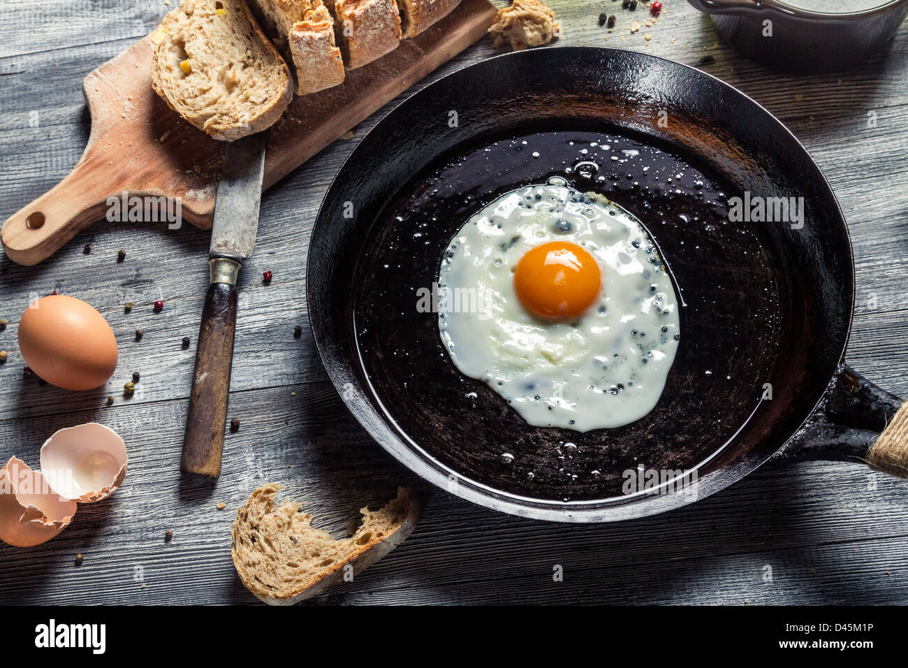 Breakfast of eggs and bread Stock Photo - Alamy