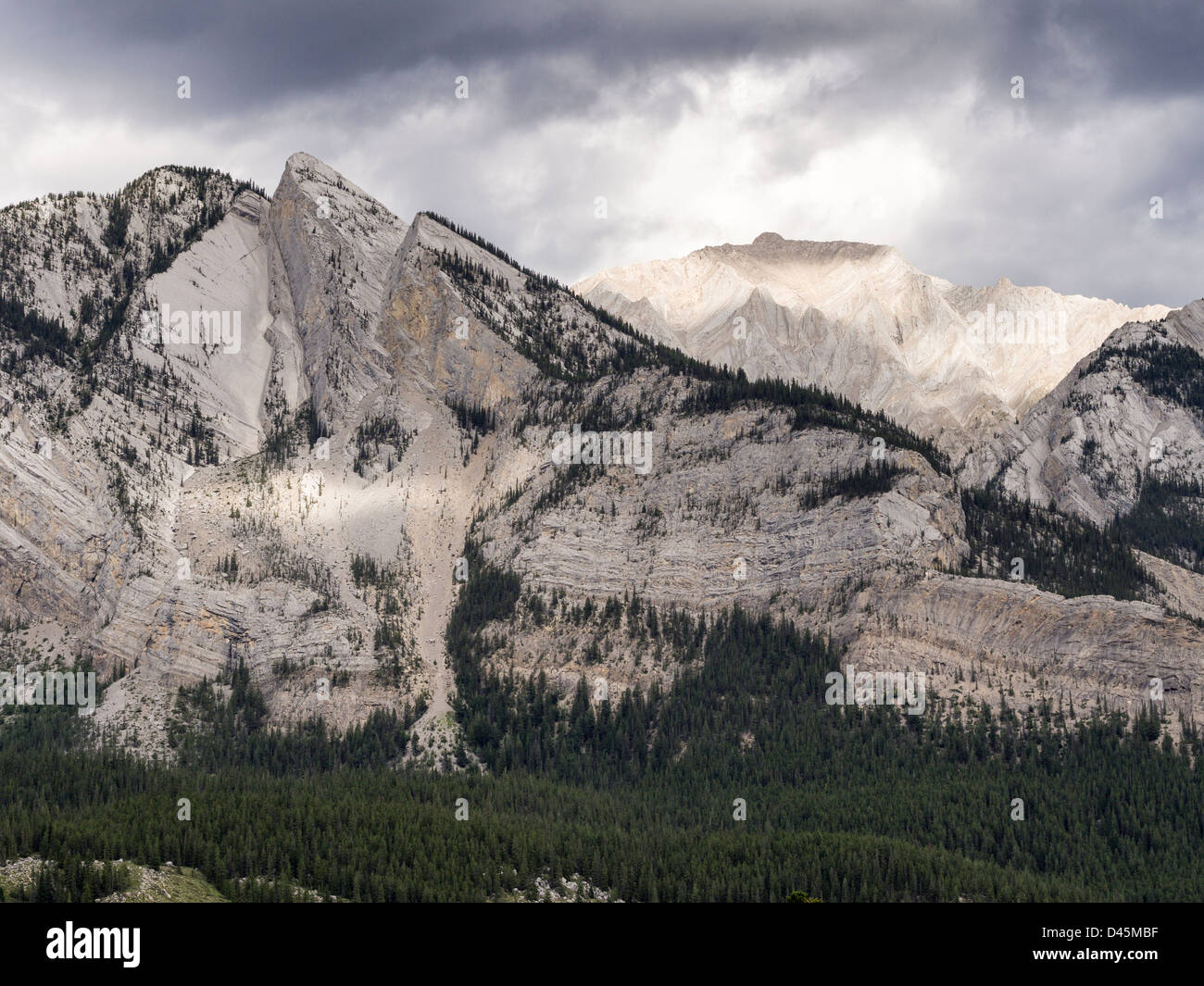 Quartzite Mountains. Glowing bright white these quartz rich mountains glow in the afternoon sun. Stock Photo