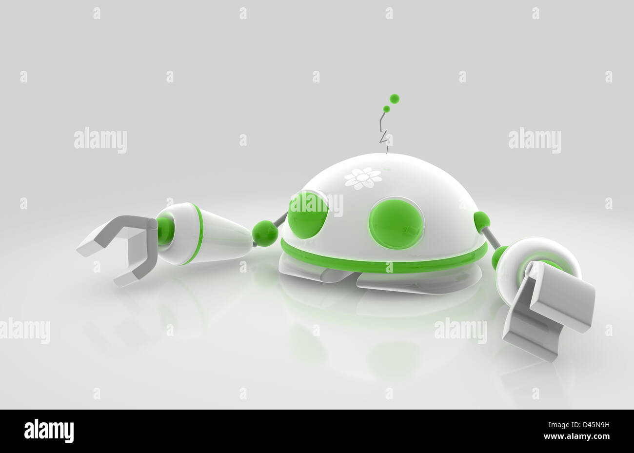 A clean robotic character to promote environmental awareness Stock Photo