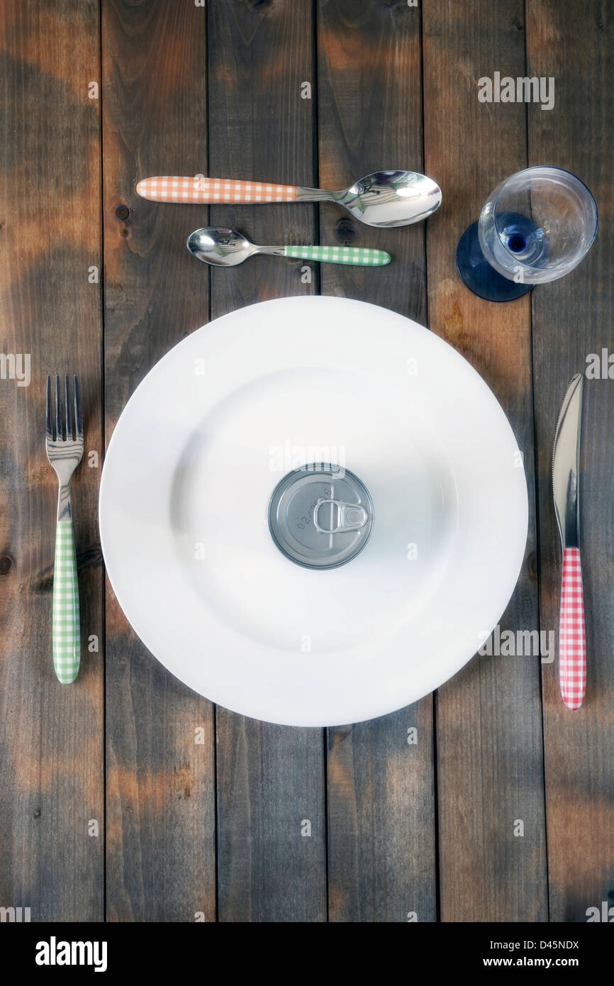 a plate with a tin Stock Photo