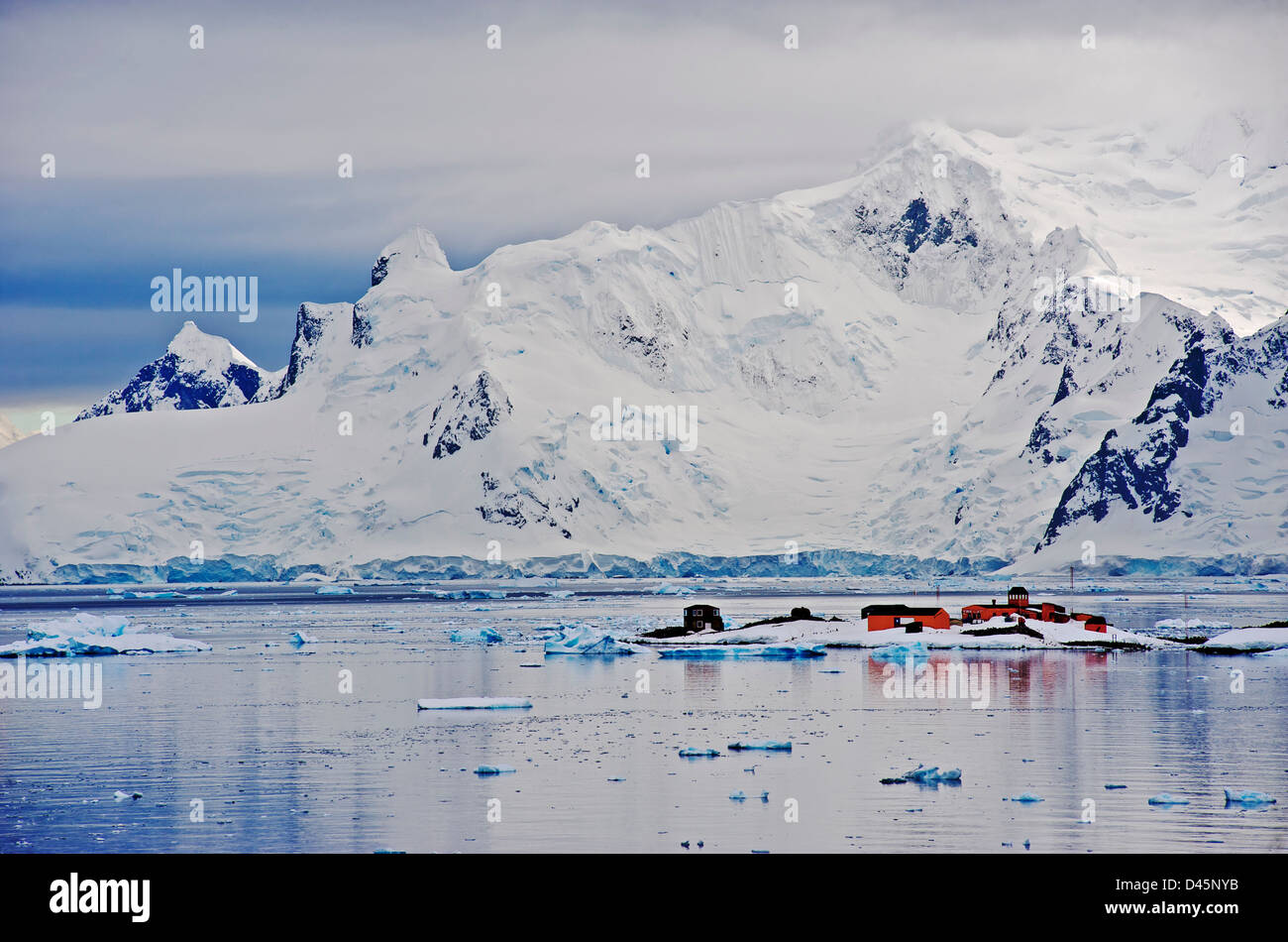 The stunning vista of Paradise Harbor in Antarctica Stock Photo