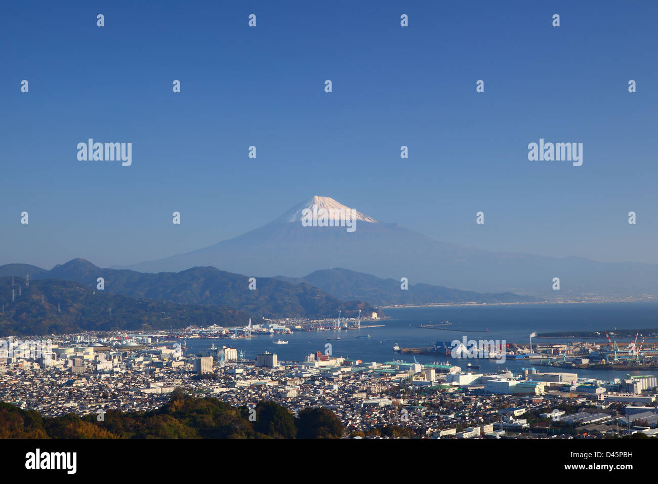 Mt. Fuji and Shimizu Port, Shizuoka, Japan Stock Photo