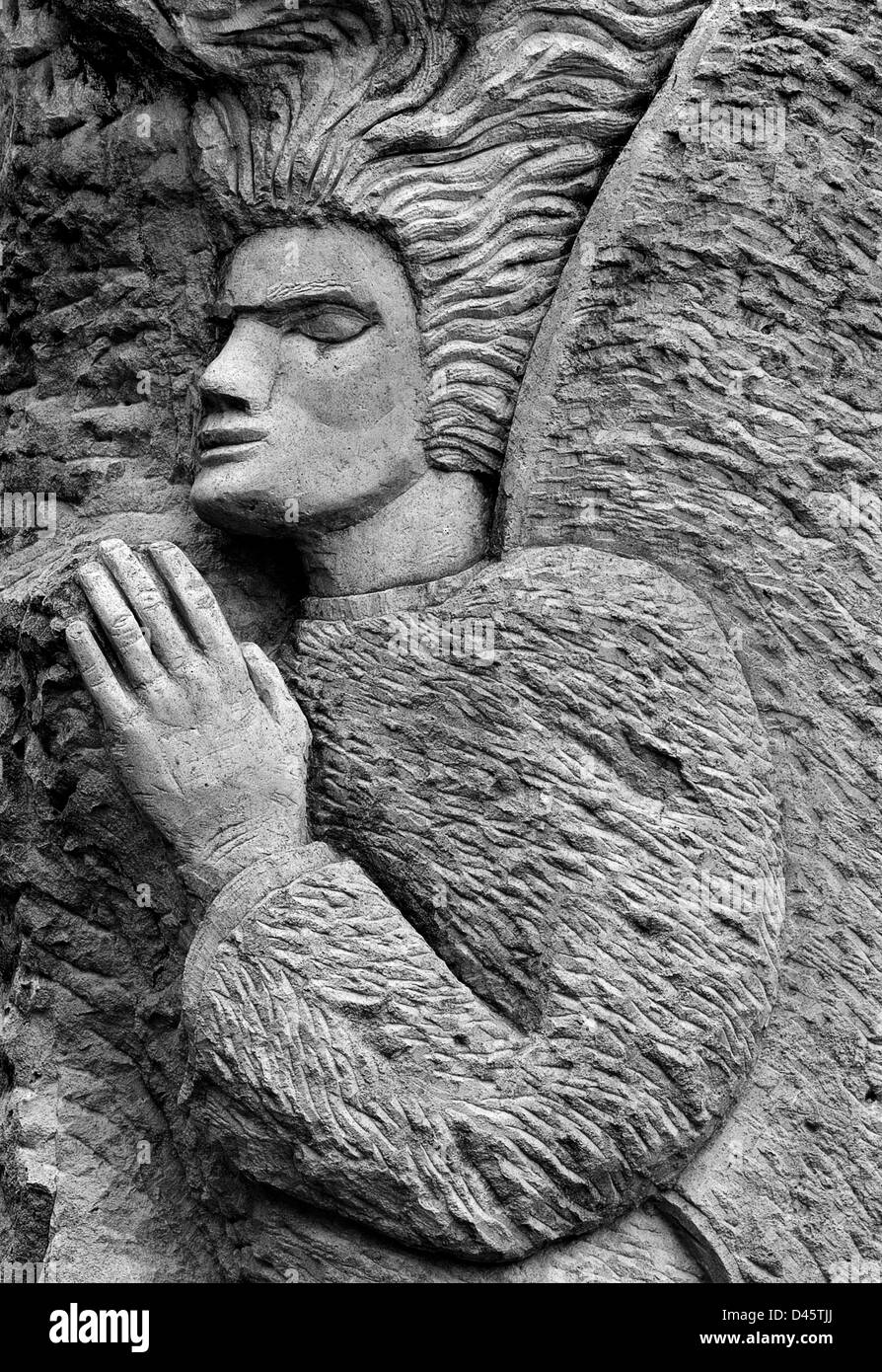 Stone Carving, Rydal hall Stock Photo Alamy