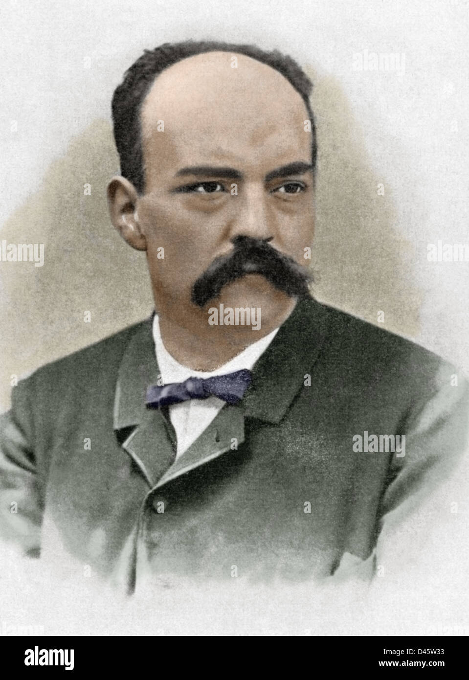 Valenti Almirall (1841-1904). Spanish politician. Engraving at The Catalan Illustration, 1904. Colored. Stock Photo