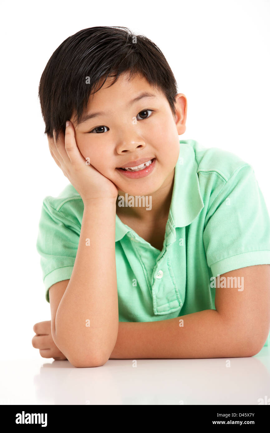 Studio Shot Of Chinese Boy Stock Photo