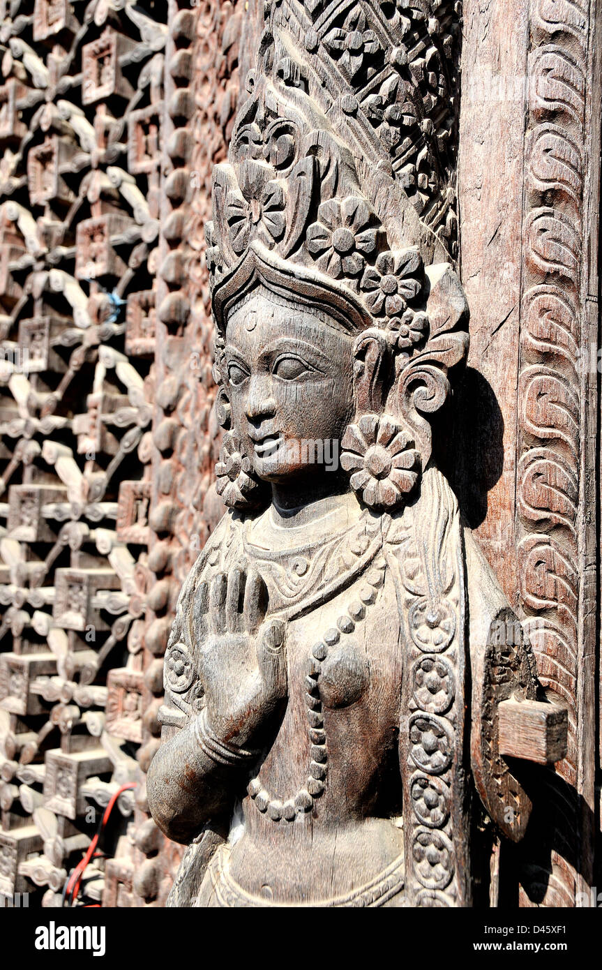 wooden sculpture, Kathmandu Nepal Asia Stock Photo Alamy