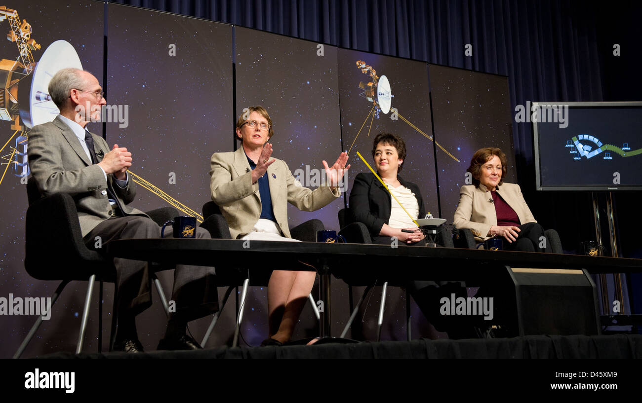 NASA’s Voyager spacecraft mission update highlights the Voyager I and II probes’ journey beyond the solar system. Ann Druyan and Ed Stone provide insights into the mission’s findings and milestones. Stock Photo