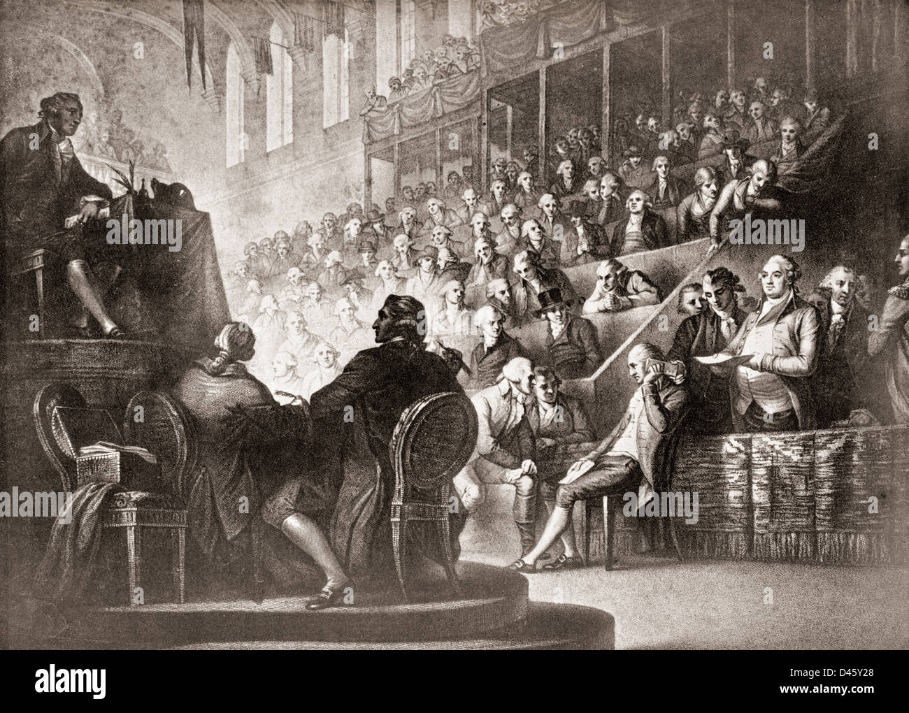 The trial of Louis XVI at the National Convention,1792. Stock Photo