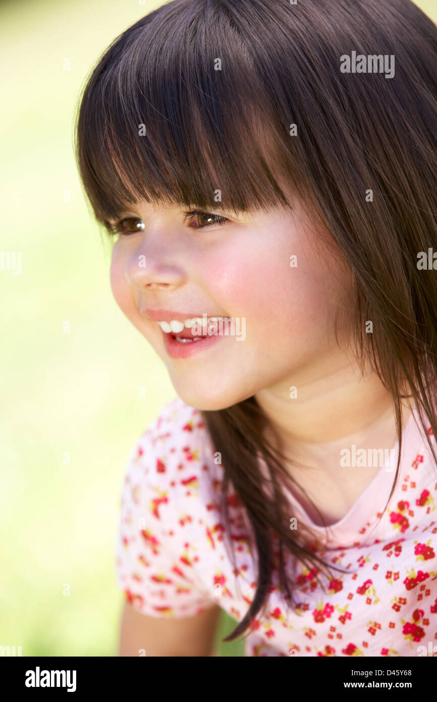 Outdoor Portrait Of Smiling Young Girl Stock Photo - Alamy