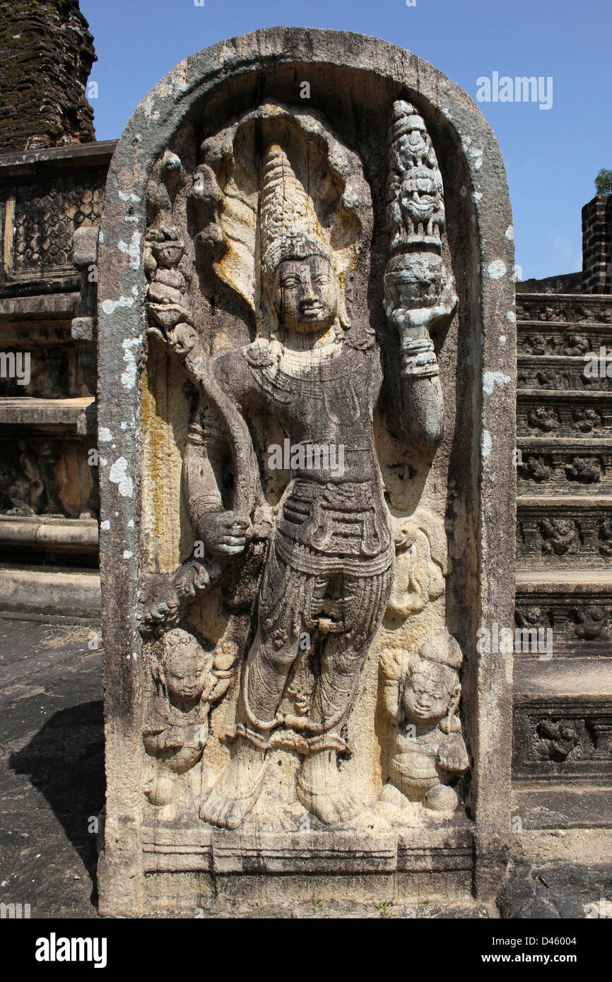 Naga-Raja Guardstone Polonnaruwa Vatadage, Sri Lanka Stock Photo