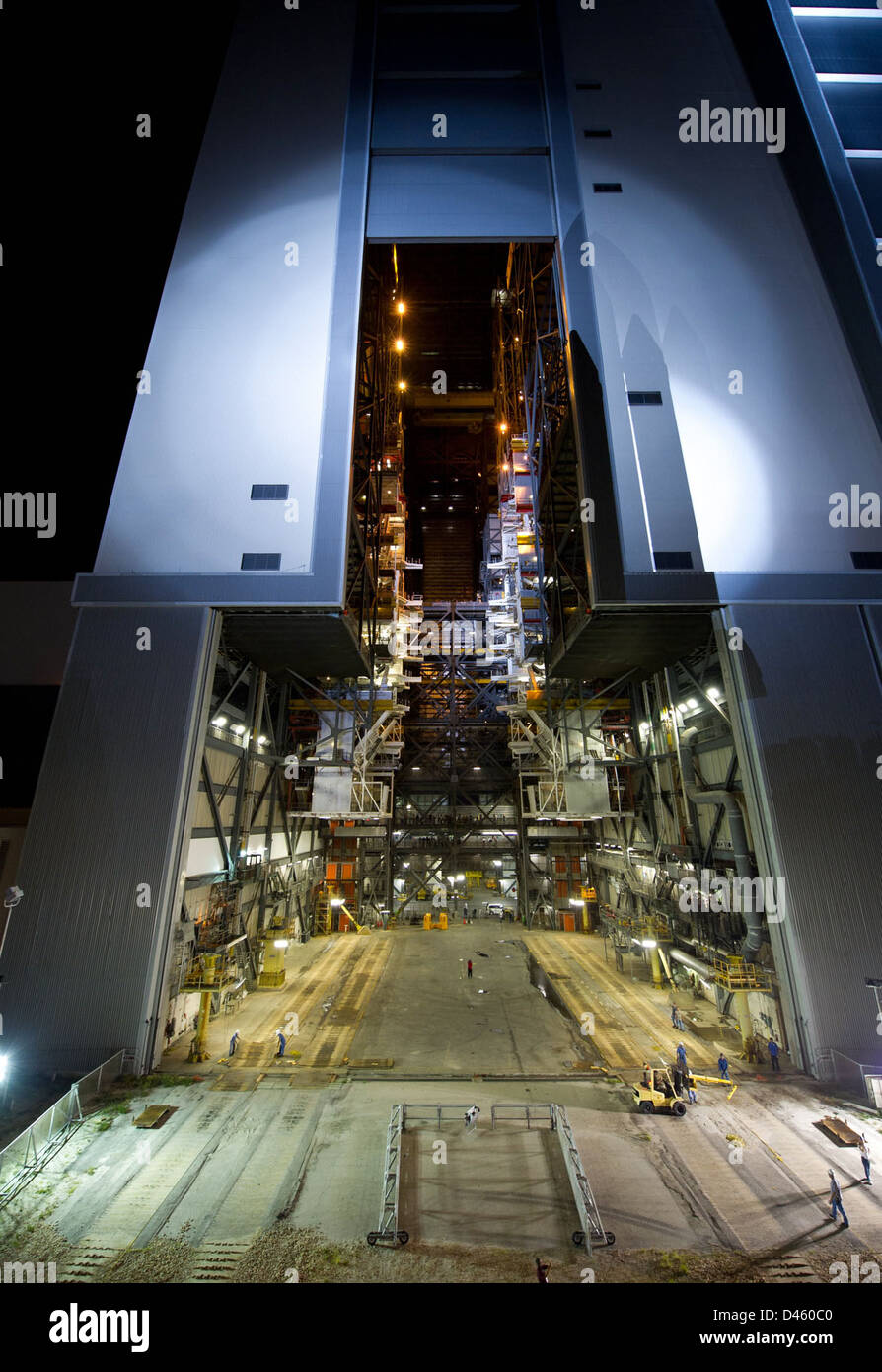 The Space Shuttle Atlantis is rolled out to the launch pad for STS-135 ...