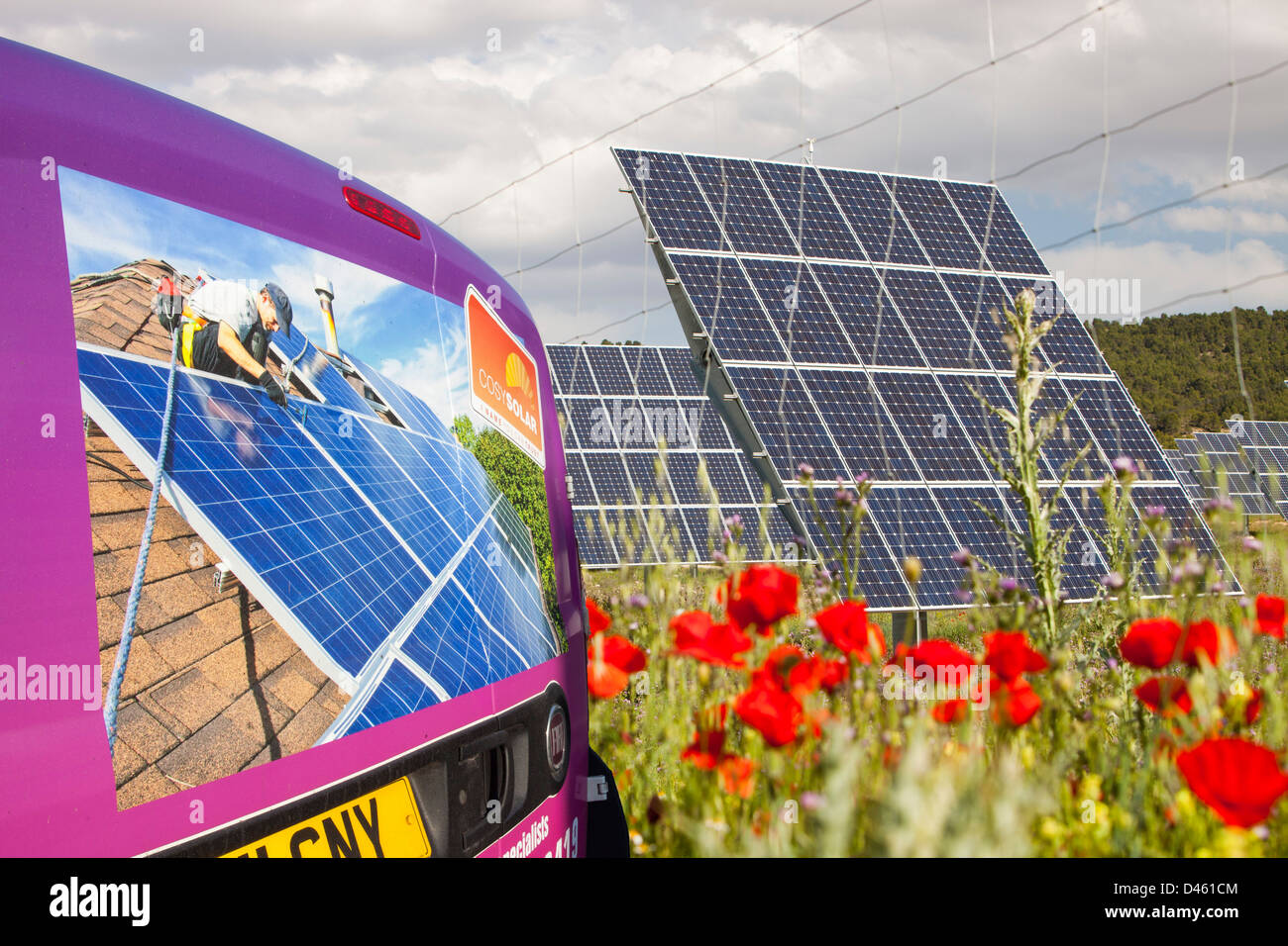 A photo voltaic solar power station near Caravaca, Murcia, Spain. Stock Photo