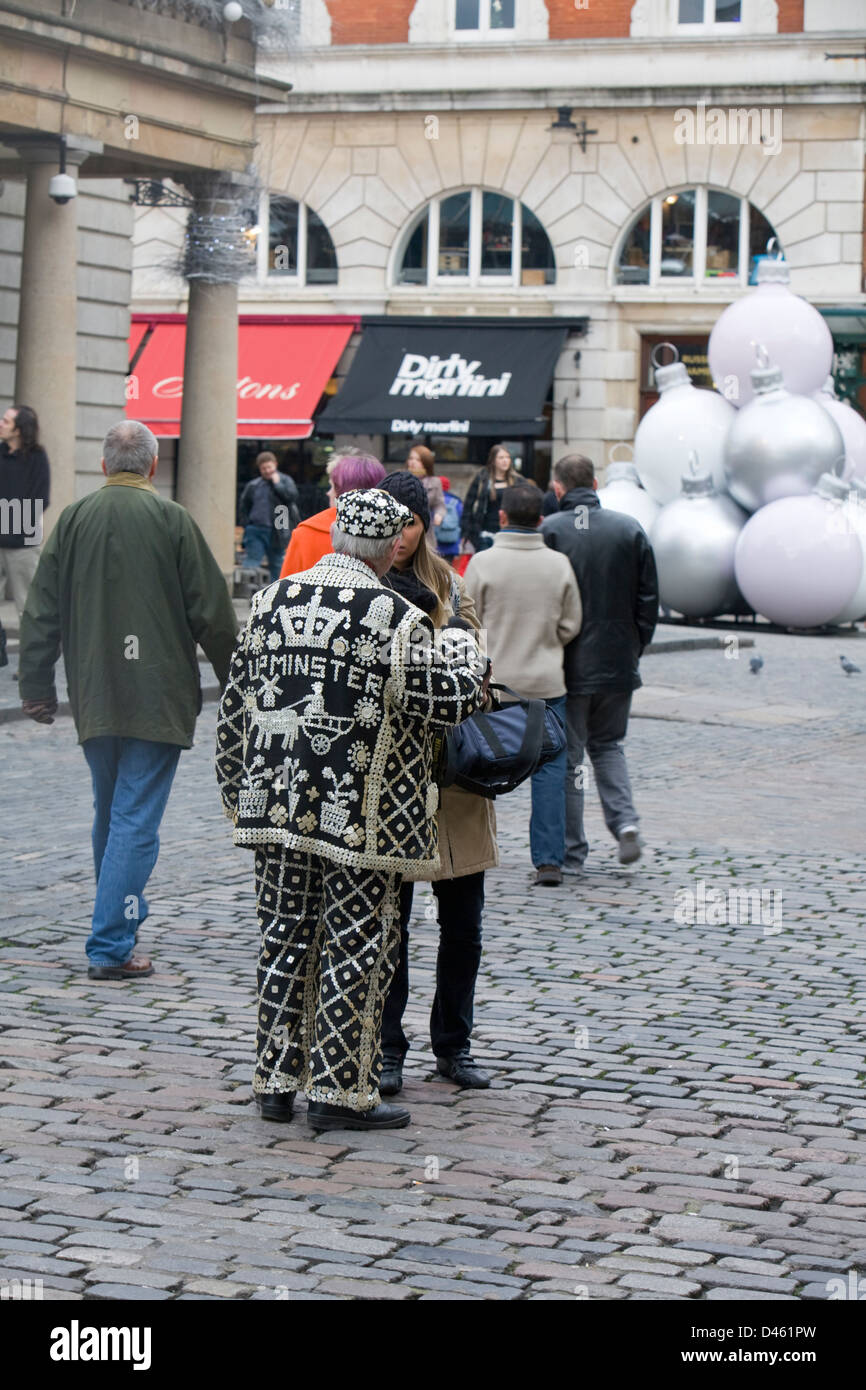 pearly king in covent garden, london Stock Photo