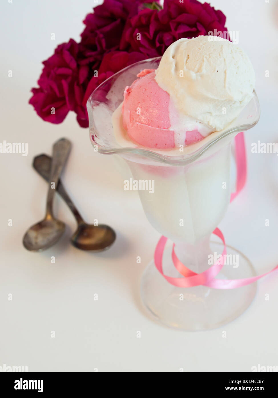 Scoop of delicious Italian fresh ice cream on white background Stock