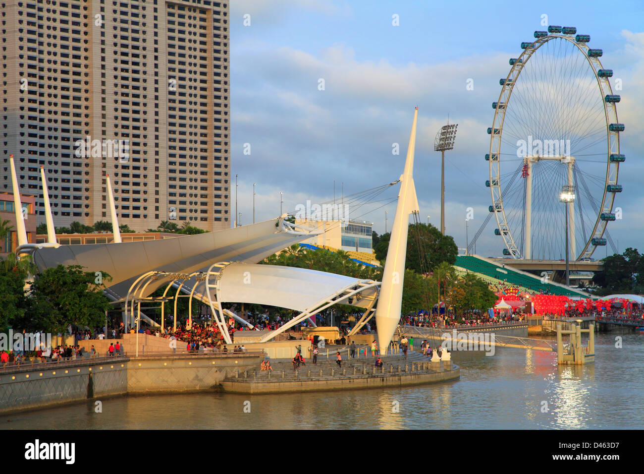 Singapore, Marina Promenade, Singapore Flyer, Stock Photo
