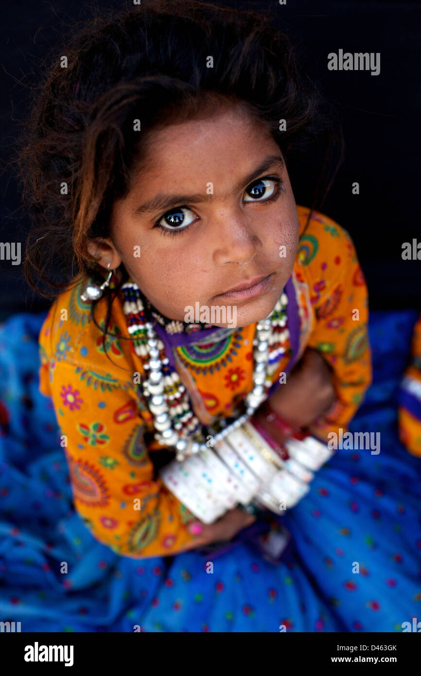 Little Rabari girl. Stock Photo