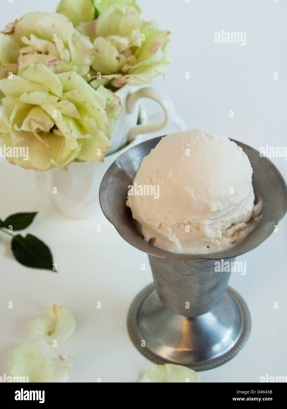 Scoop of delicious Italian fresh ice cream on white background Stock