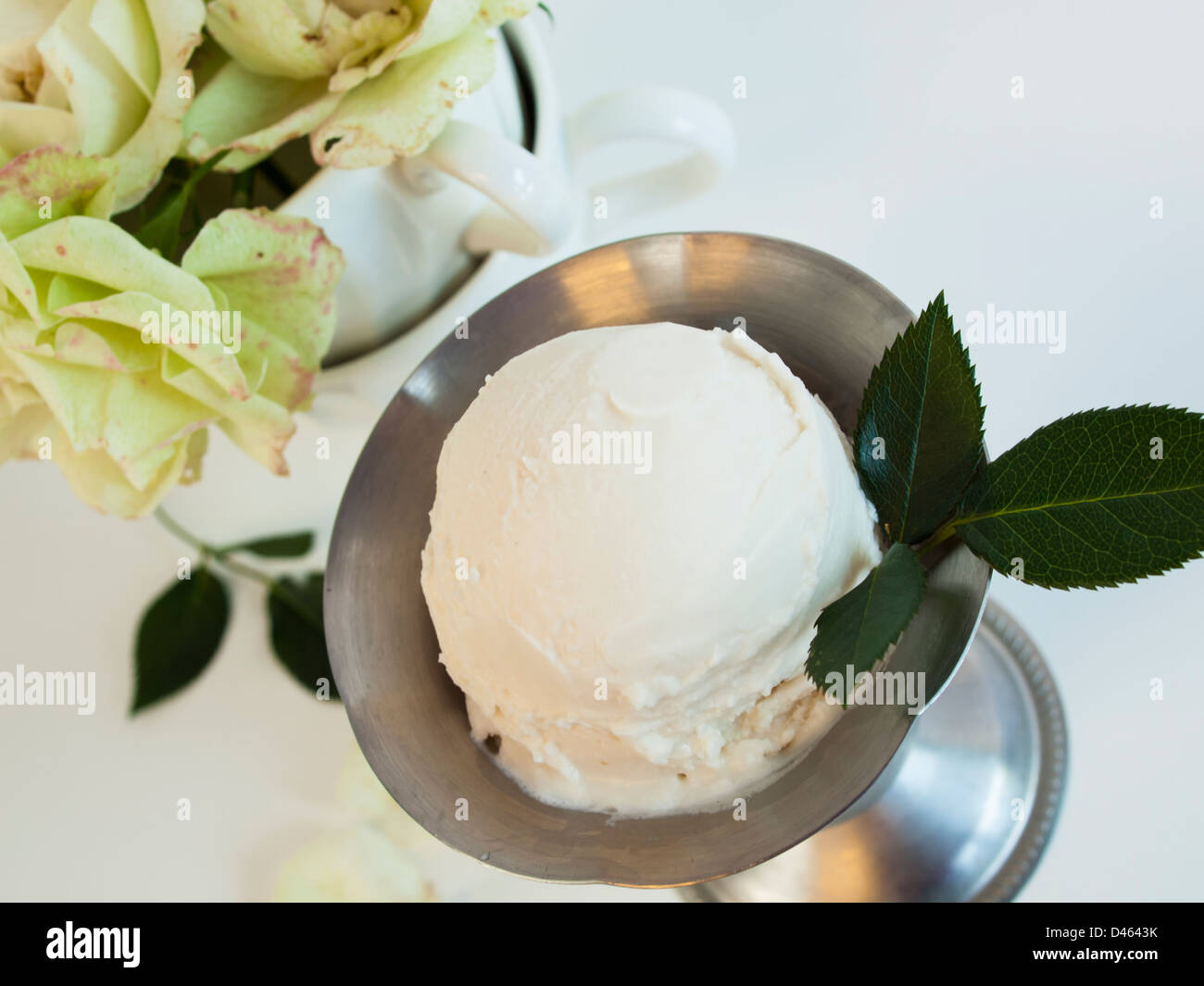 Scoop of delicious Italian fresh ice cream on white background Stock