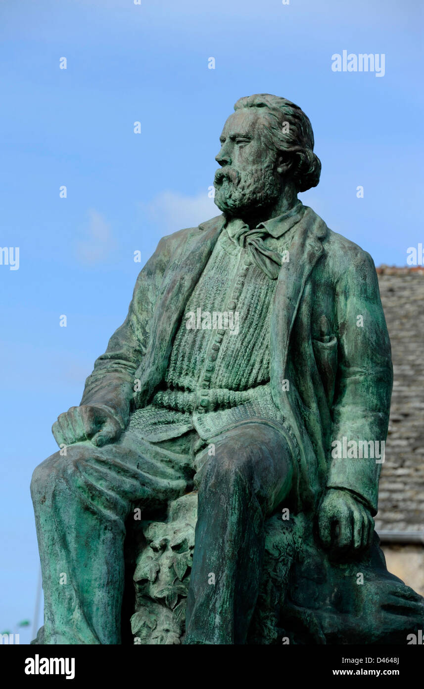 Jean-Francois Millet's statue,Painter,birthplace,Greville-Hague,Manche,Basse-Normandie,Cotentin,France Stock Photo