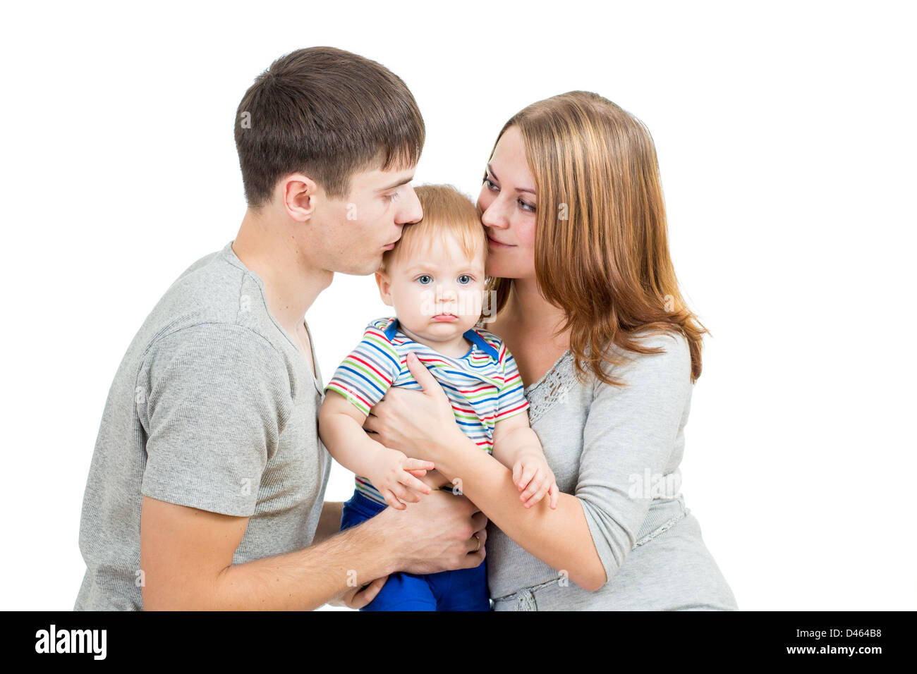 Happy family isolated on white background Stock Photo - Alamy