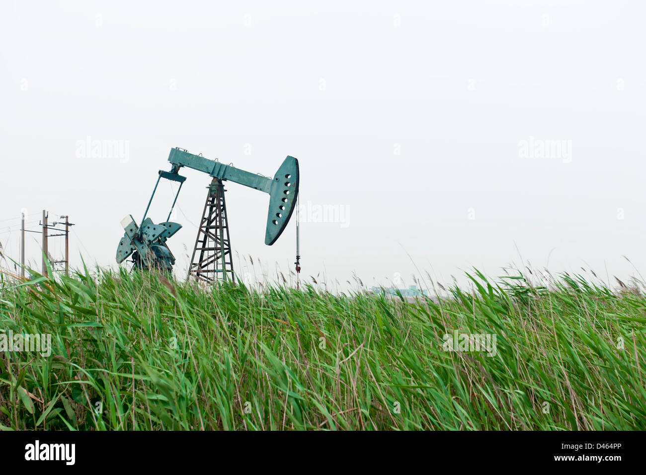 oil pump in prairie Stock Photo