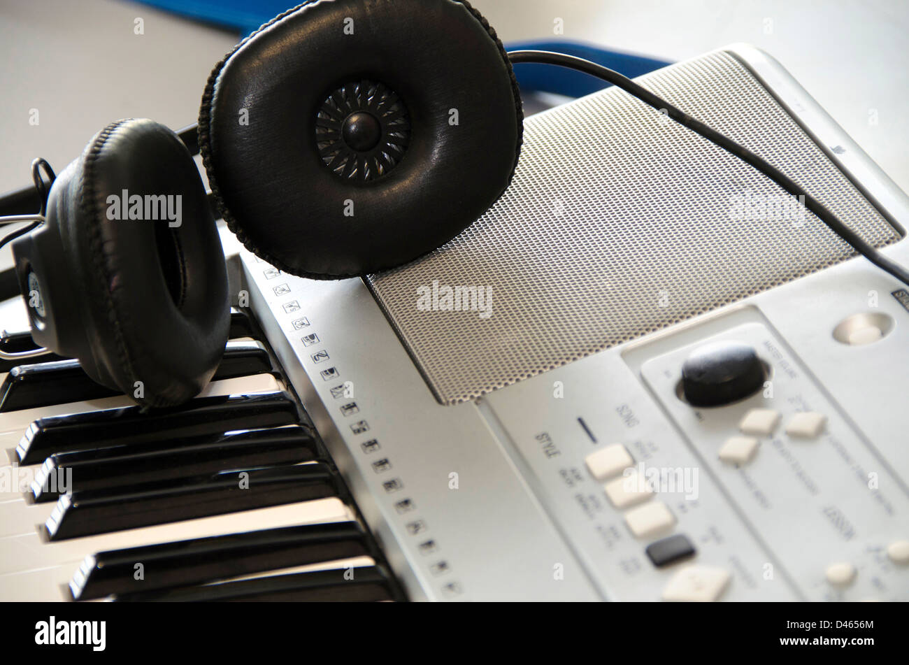 Keyboard with earphones, mixing deck, Stock Photo