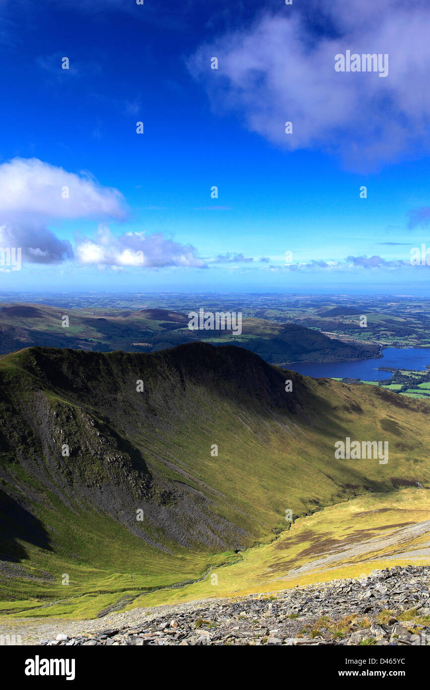 Keswick Ridge Landscape view over Long Side Fell and Ullock Pike Fell ridge, Keswick ...