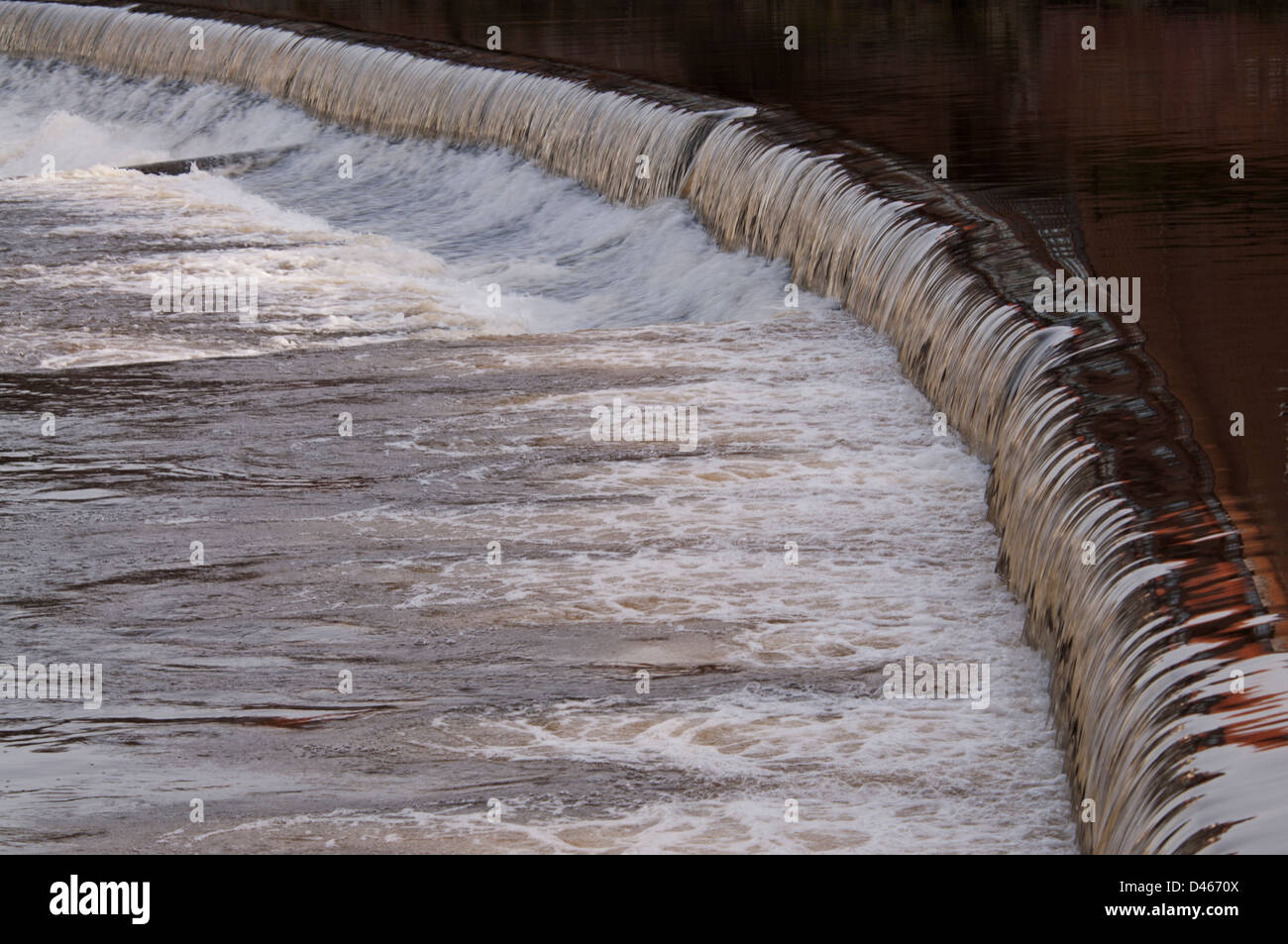 Fast water of the River Wear in Durham City. North East. England Stock Photo