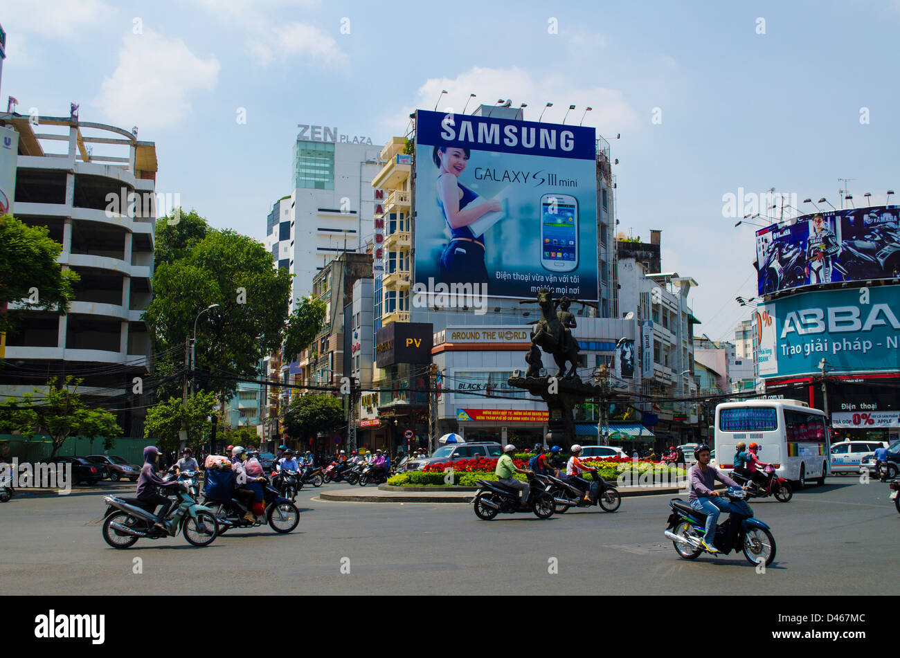 Traffic circle and billboard in Ho Chi Minh City Vietnam Stock Photo Alamy