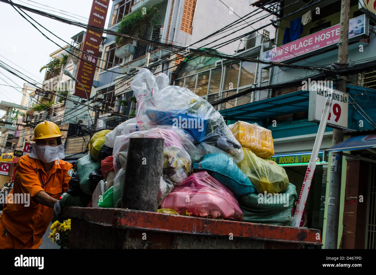 Garbage pickup in Ho Chi Minh City Vietnam Stock Photo Alamy