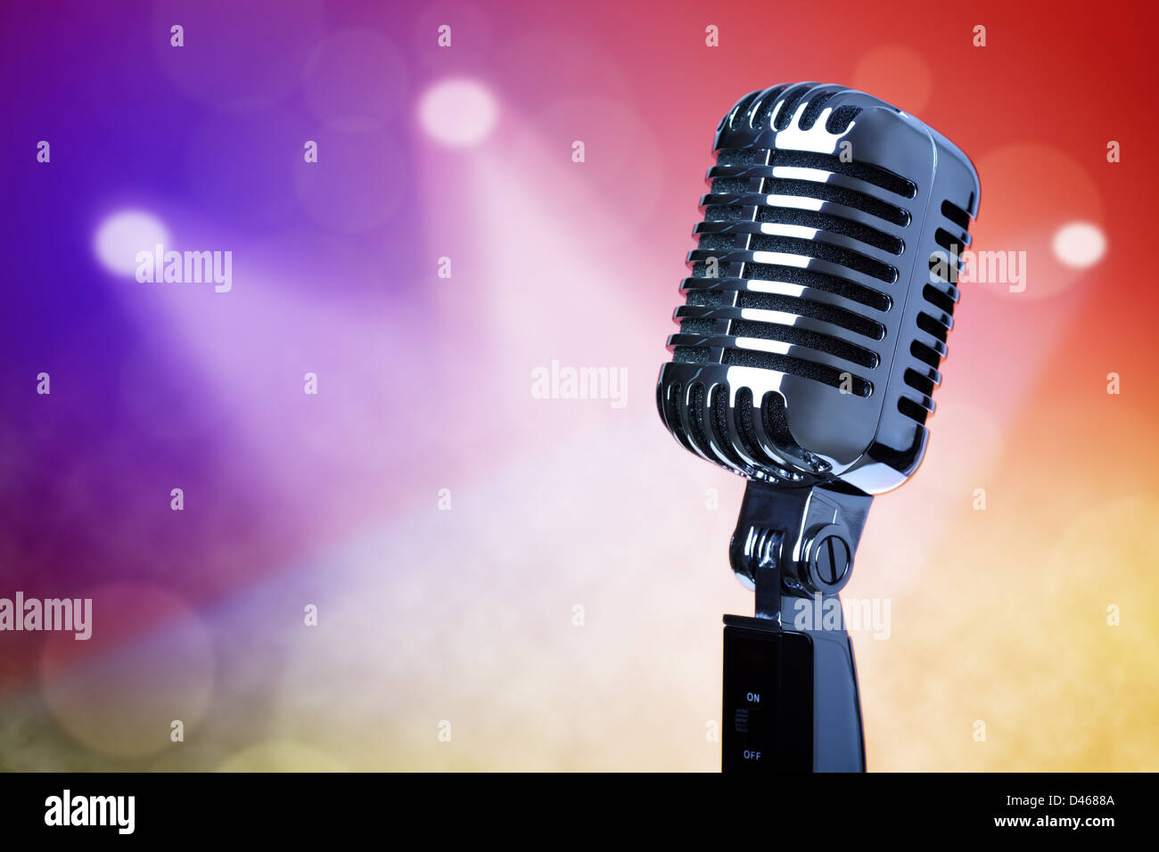Vintage microphone on stage Stock Photo