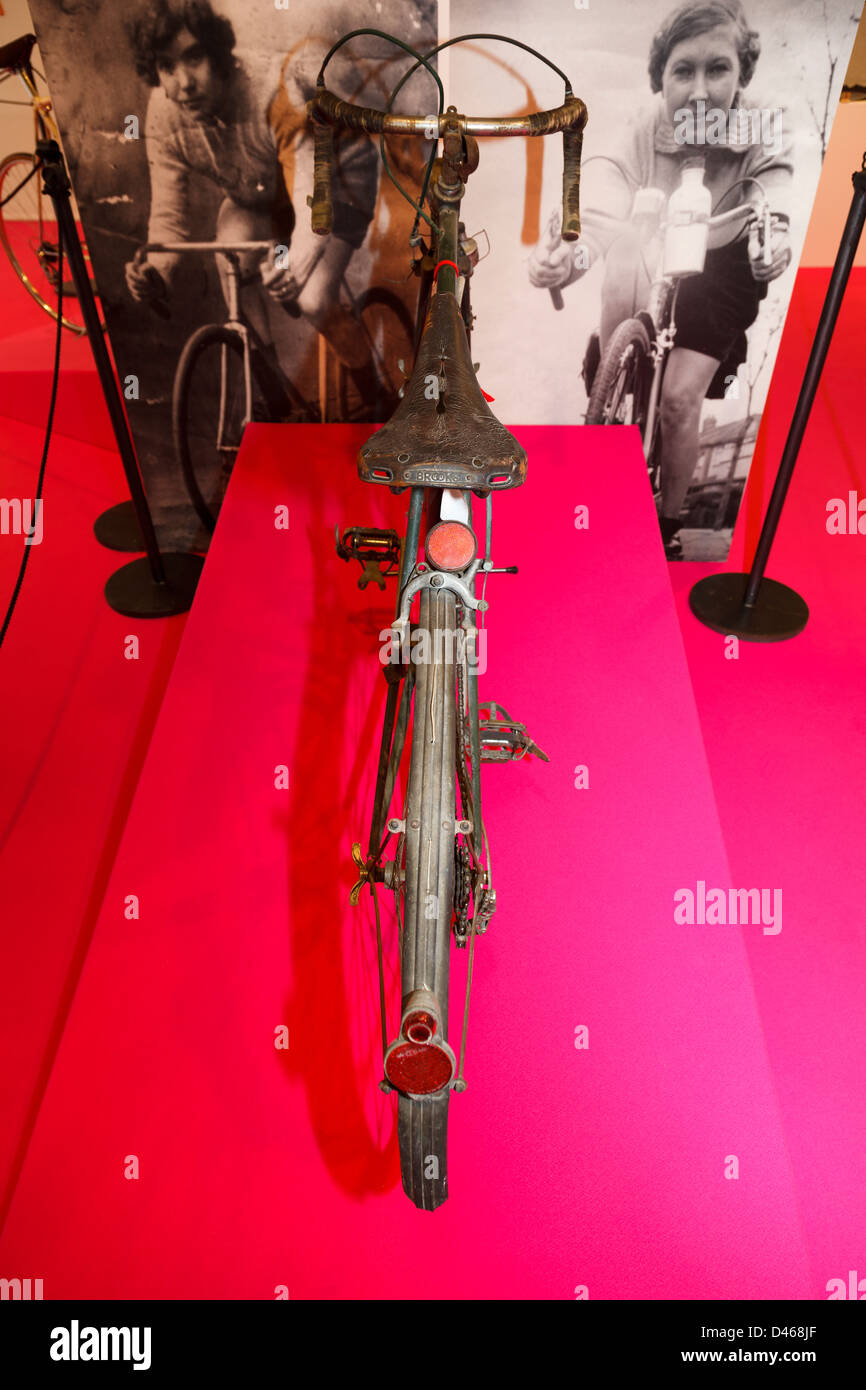 Old racing bike of Alfonsina Strada the first woman to participate in the Tour of Italy year 1924 Stock Photo