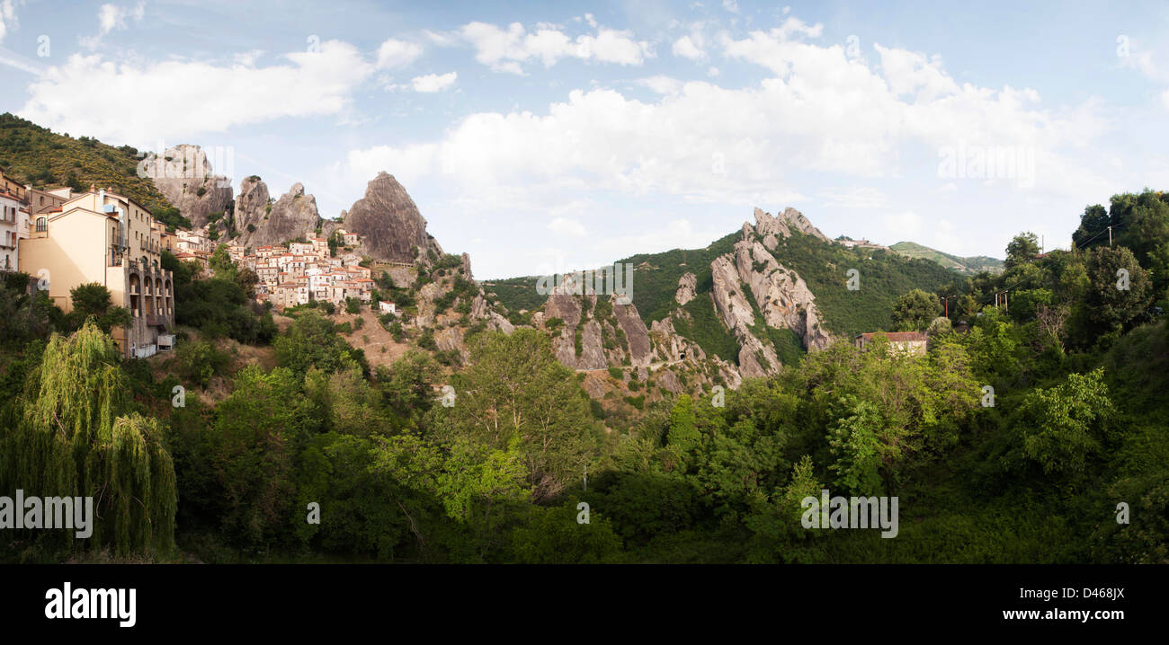 Castelmezzano One of the Most Beautiful Villages of Italy panoramic view Stock Photo