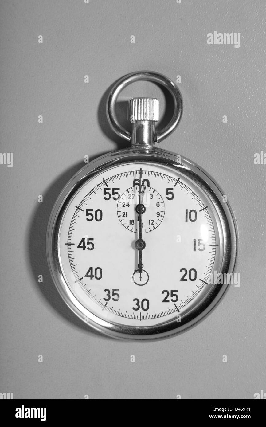 Stopwatch on a gray background Stock Photo