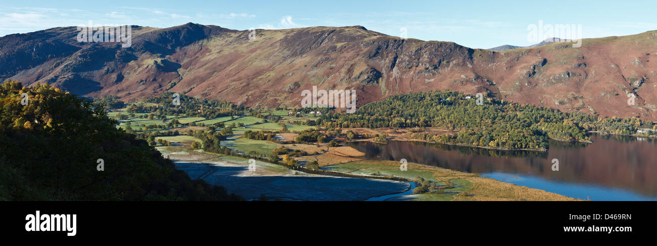 View from Surprise View across Derwent Water towards High Spy and Cat Bells, Lake District National Park, Cumbria, England Stock Photo