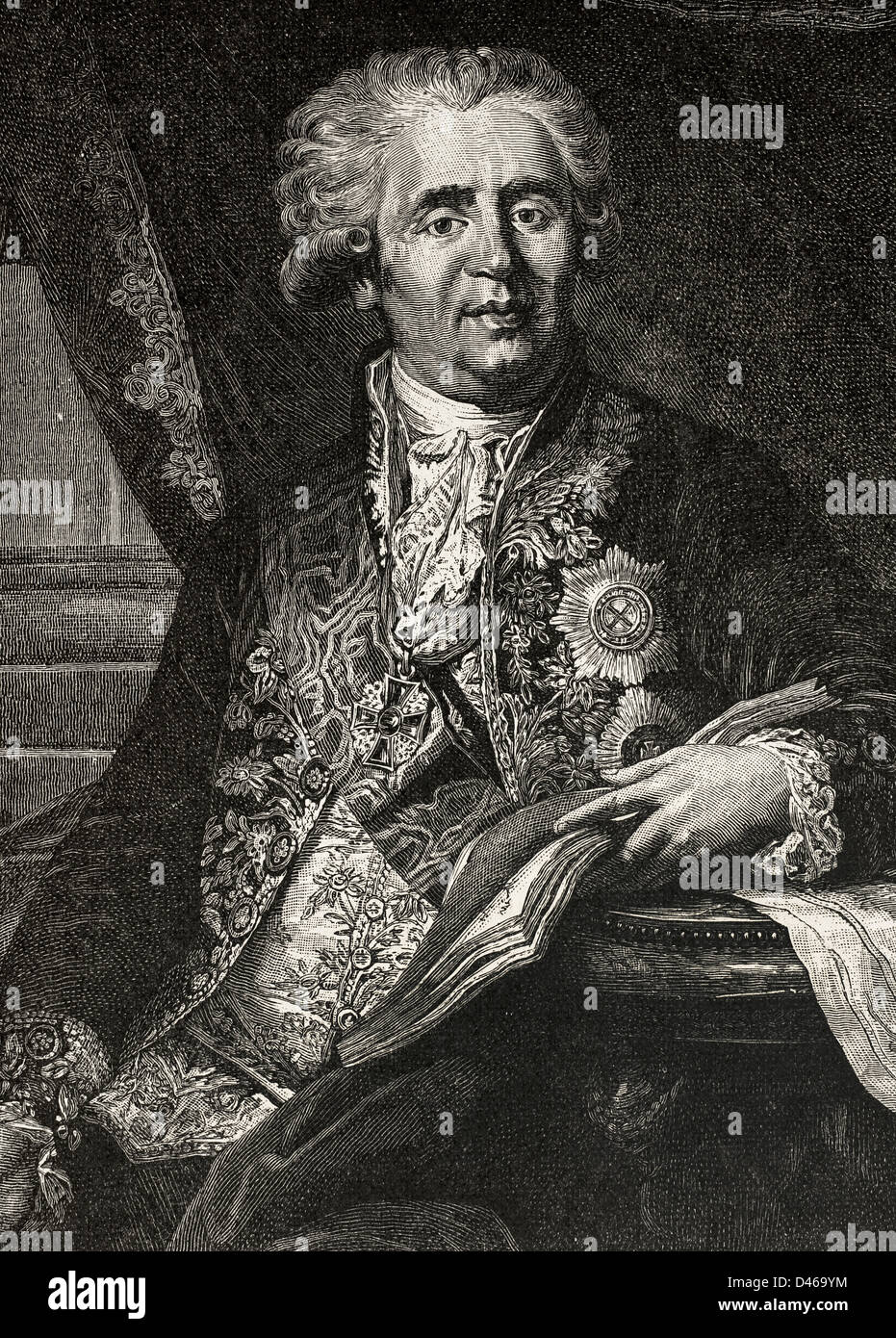 Prince Alexander Bezborodko (1747-1799). Grand Chancellor of Russia and chief architect of Catherine the Great. Engraving. Stock Photo