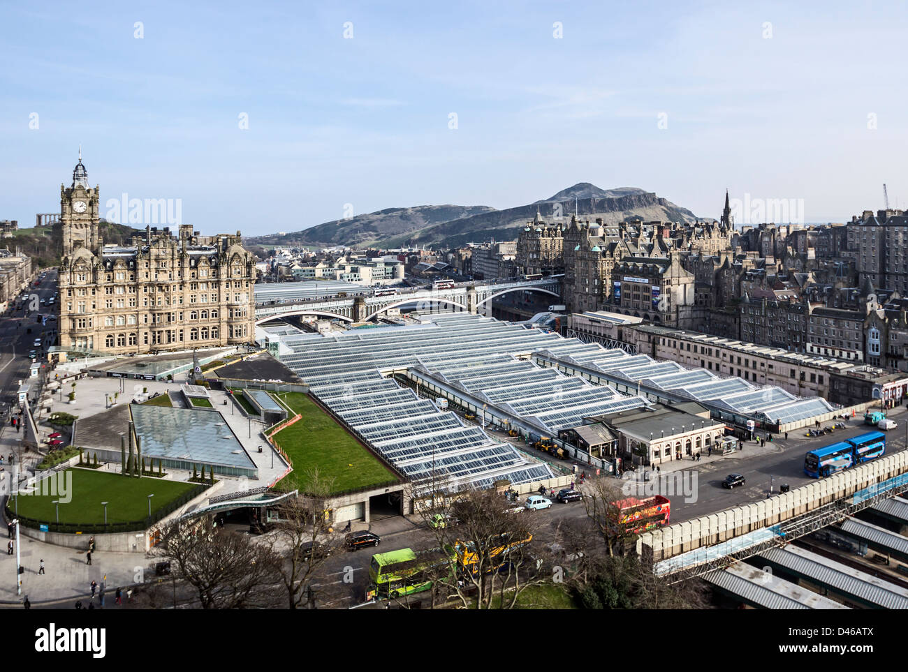 Edinburgh Waverley Railway Station new roof seen from the Sir Walter