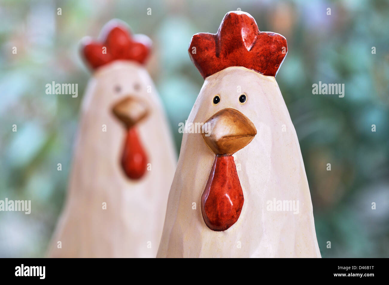 Ceramic Chickens Stock Photo