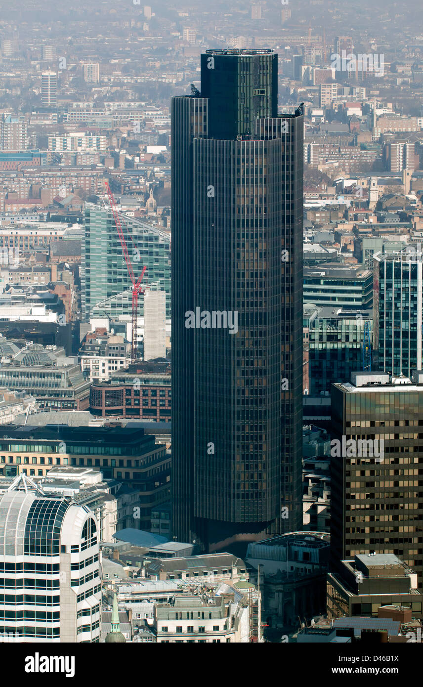 Aerial view of Tower 42 from the Shard. Stock Photo