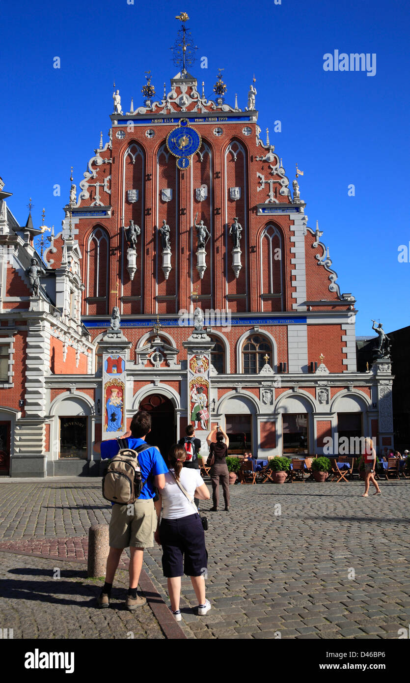 House of the Blackheads at the Town Hall Square in Riga, Latvia Stock Photo