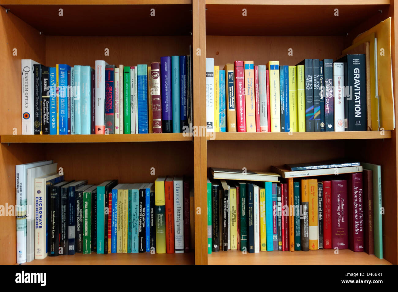 Bookshelf of scientist Stock Photo