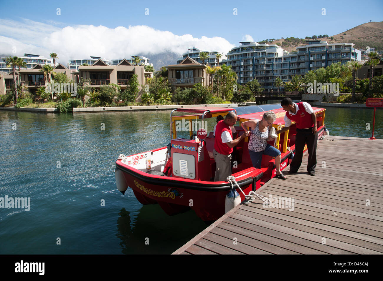 Canal cruise boat at the V&A Waterfront Cape Town South Africa passenger boat Stock Photo